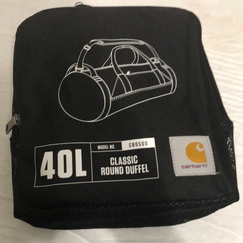 Carhartt Black 40L Classic Round Duffel NWT